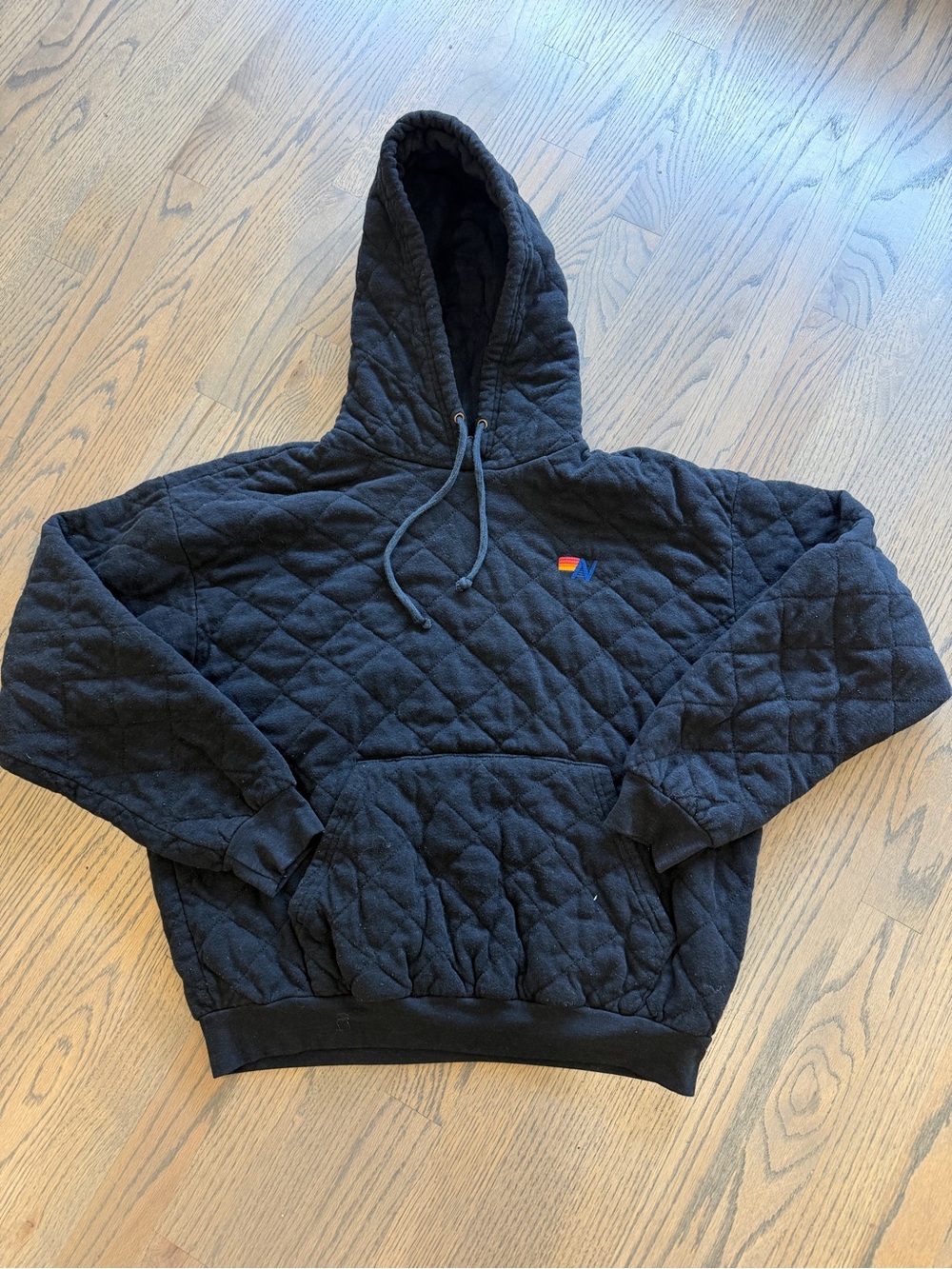Aviator Nation Size Small Black Quilted Hoodie